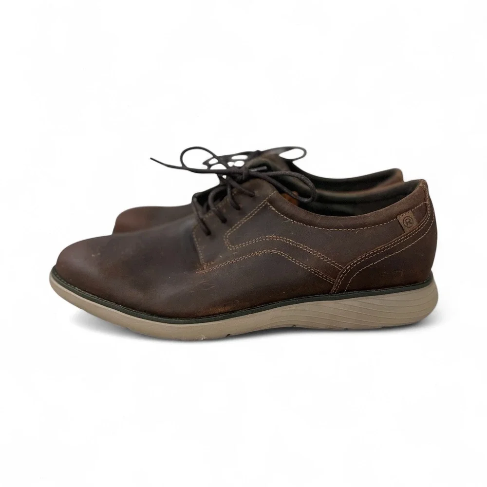 Rockport Garrett Plain Toe Mens Leather Brown Dress Shoes Size 12 Tan NWT READ**